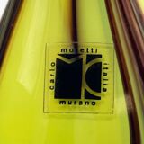 Vase en verre de Murano jaune citron et améthyste Carlo Moretti années 70