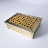 Lucite & rattan chromed vanity box, Christian Dior style, 1970s