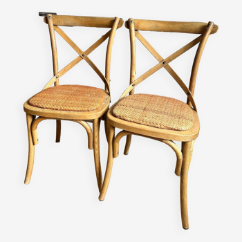 Lot de 2 chaises bistrot vintage en bois