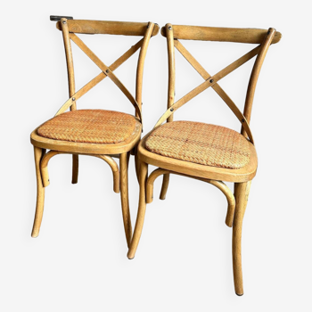 Set of 2 vintage wooden bistro chairs