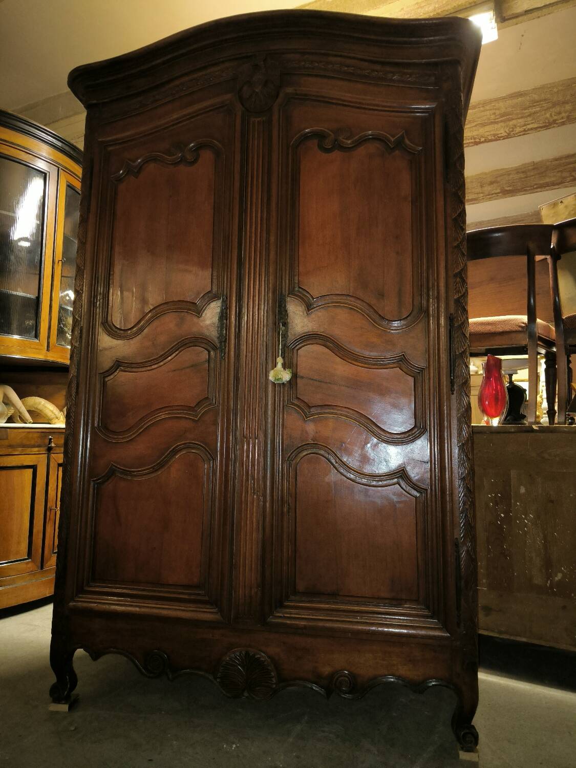 Louis XV period wardrobe in solid walnut