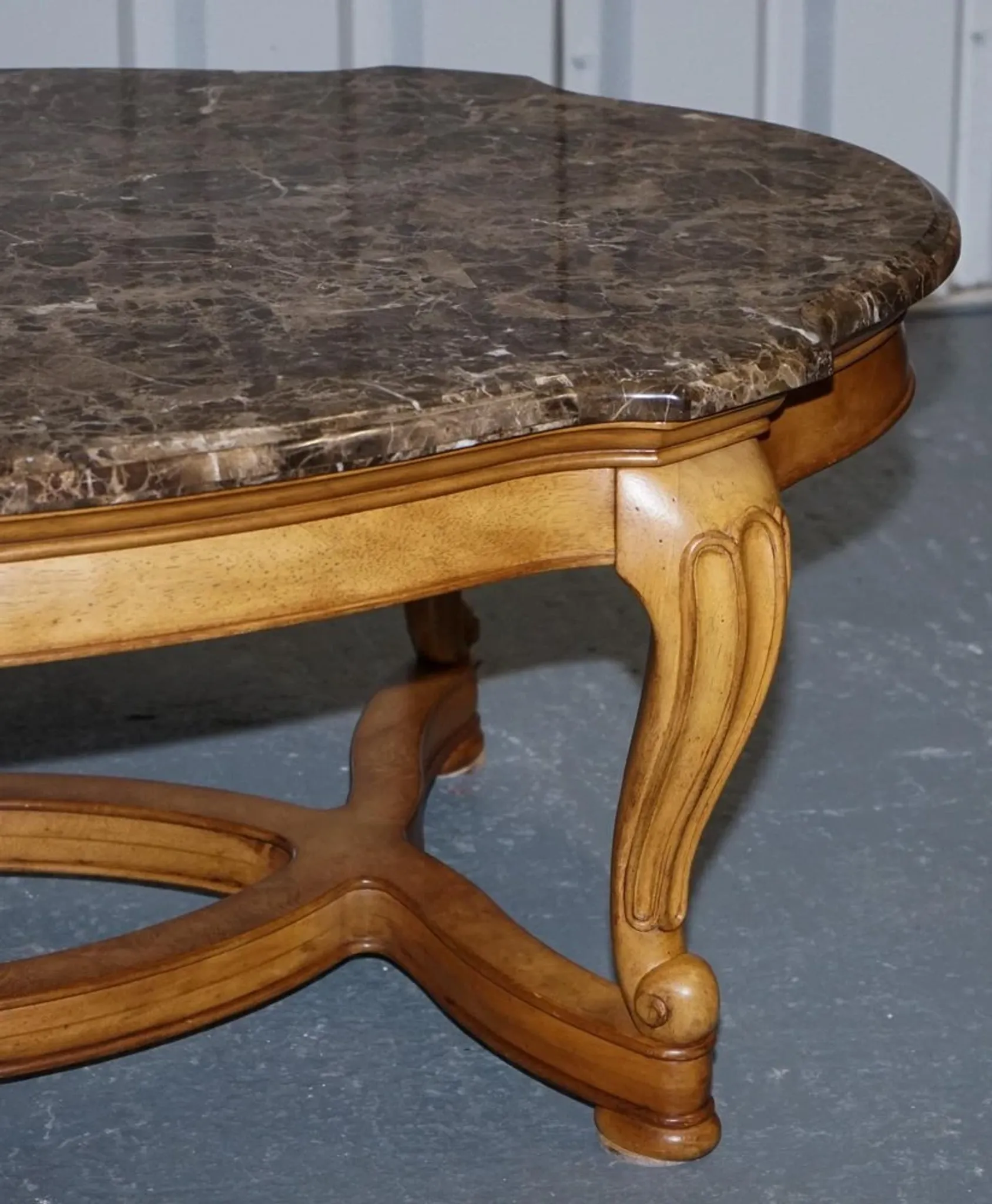 Vintage Style Coffee Table with Faux Marble Top, France
