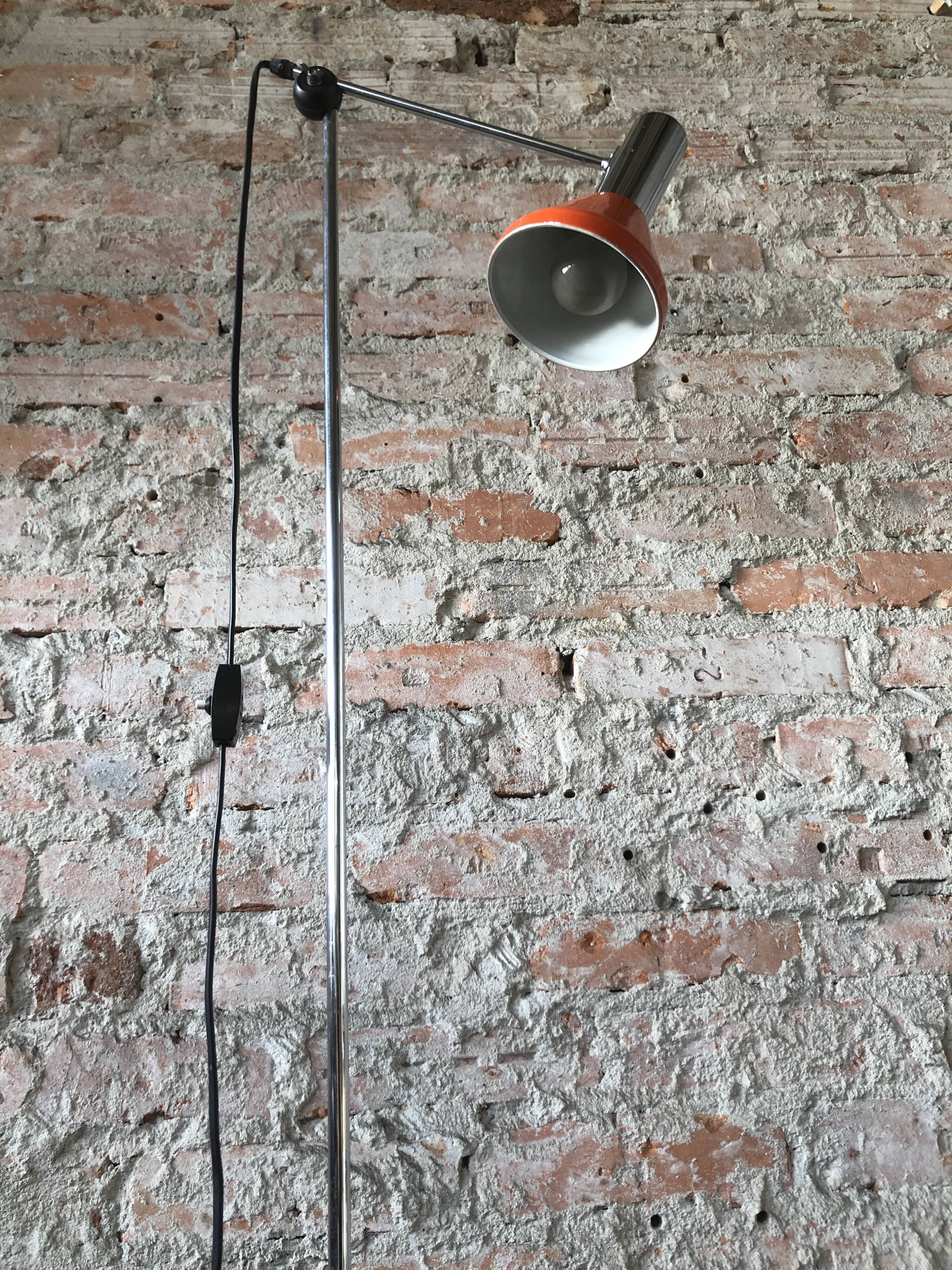 Orange adjustable floor lamp, 1960s