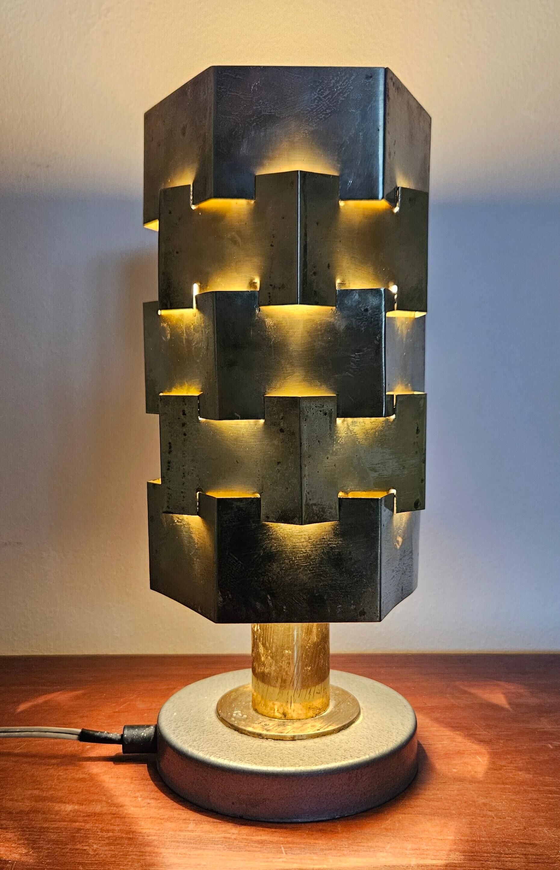 Rare Lubid Table Lamp in Brass from the Mid-Century, in the Style of Max Sauze, 1970s