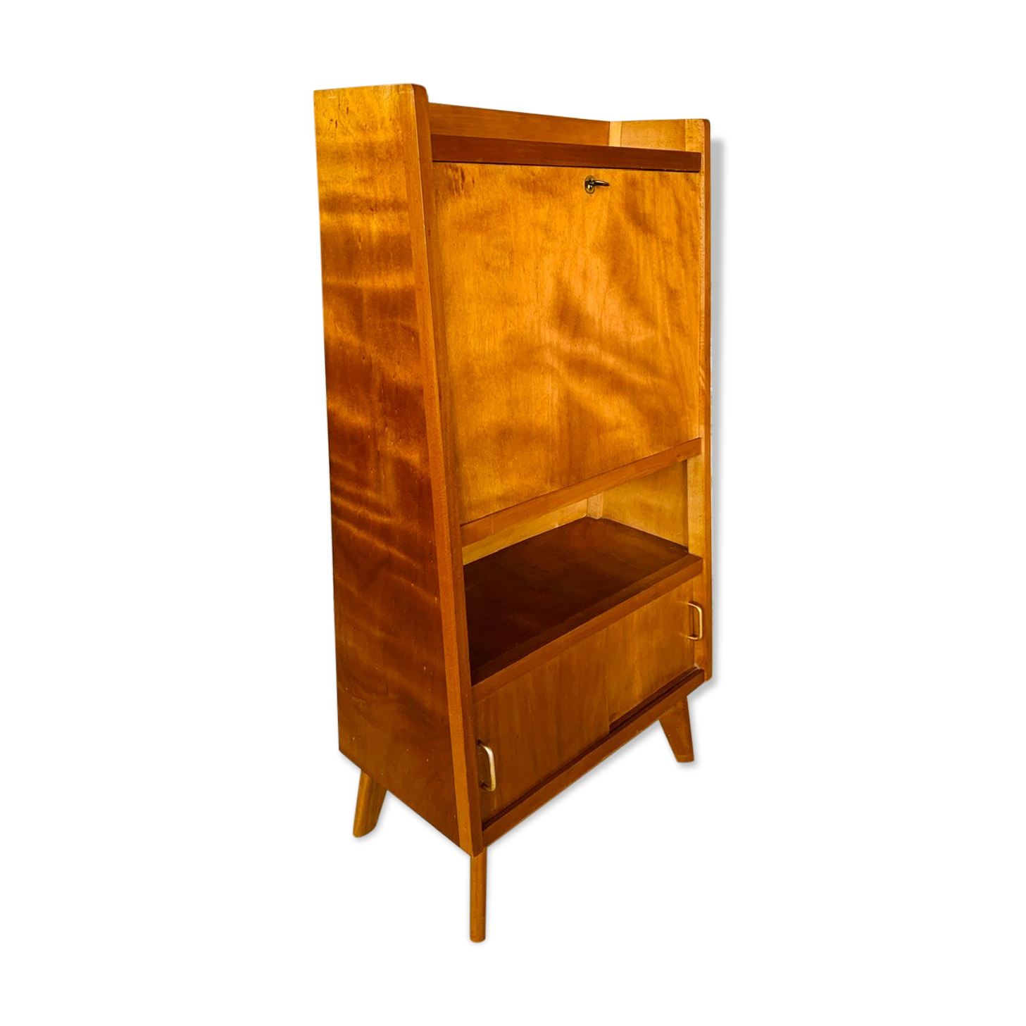 Vintage secretary on feet compass Scandinavian style, circa 50's