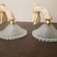 2 art deco wall lights in porcelain and frosted glass