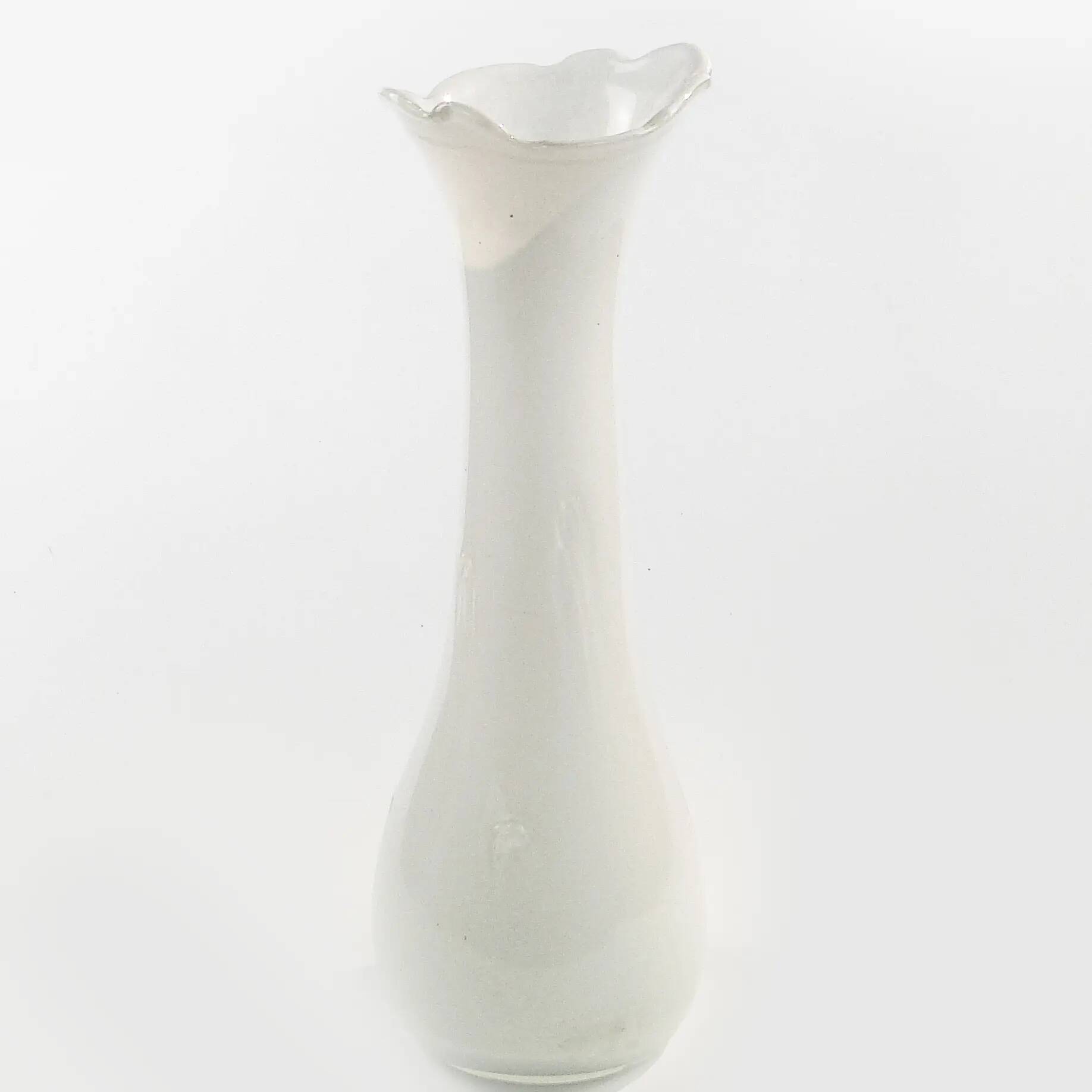 Mid-century modern vase, ivory white glass, Poland, 1970s