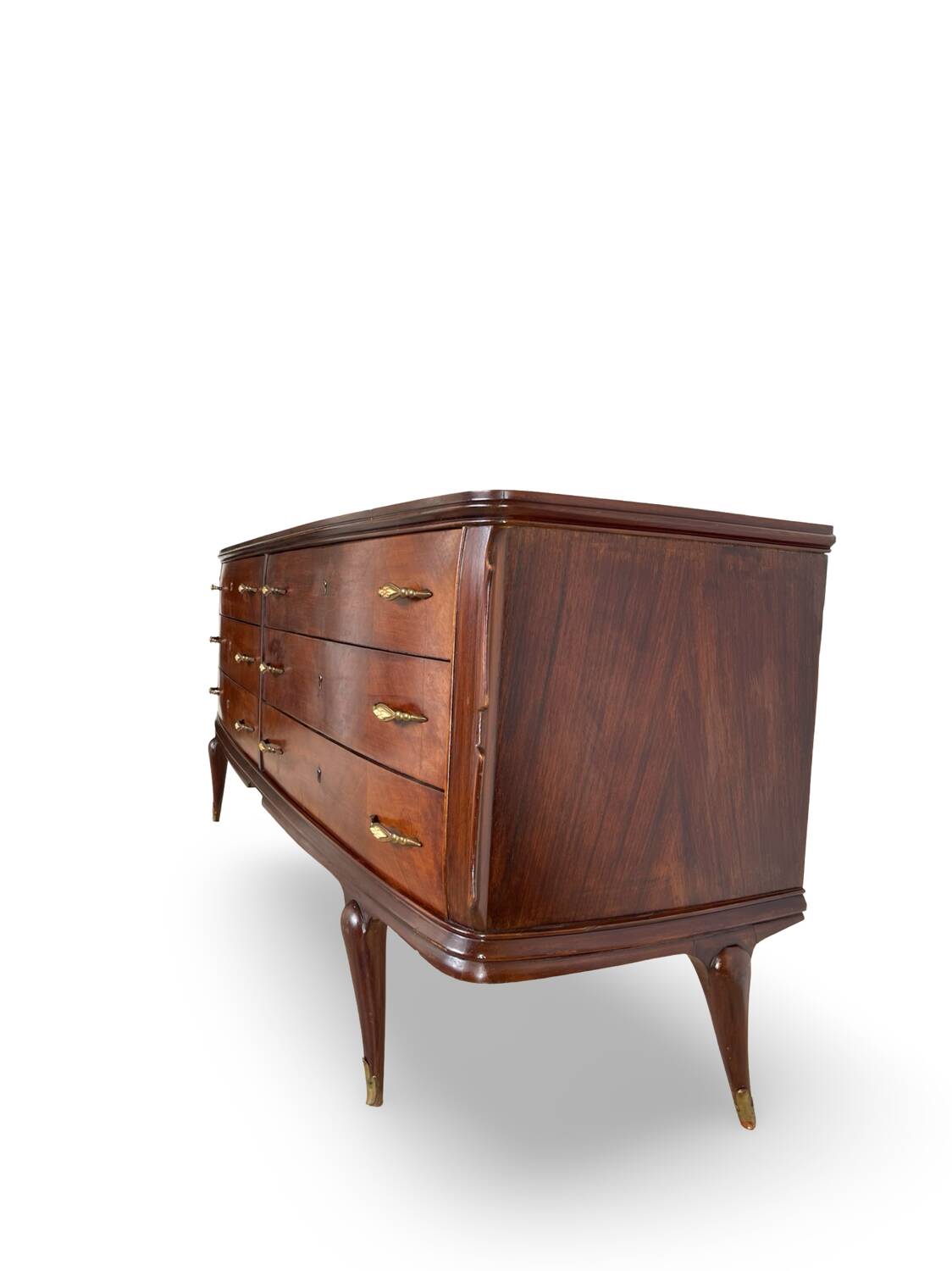 Commode en placage de palissandre avec plateau en onyx vert