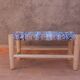 Tabouret banc bleu tressé et bois