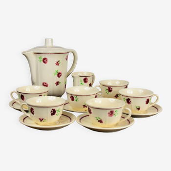 Lot de 6 tasses à café sa théière à café et théière à lait.