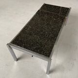 Vintage 1970s Modernist Coffee Table, Chrome and Granite