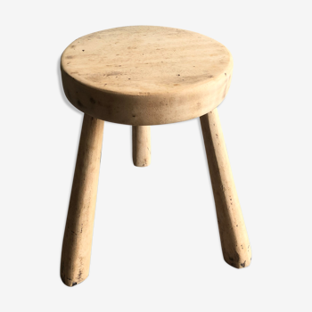 Tabouret tripode bois brut