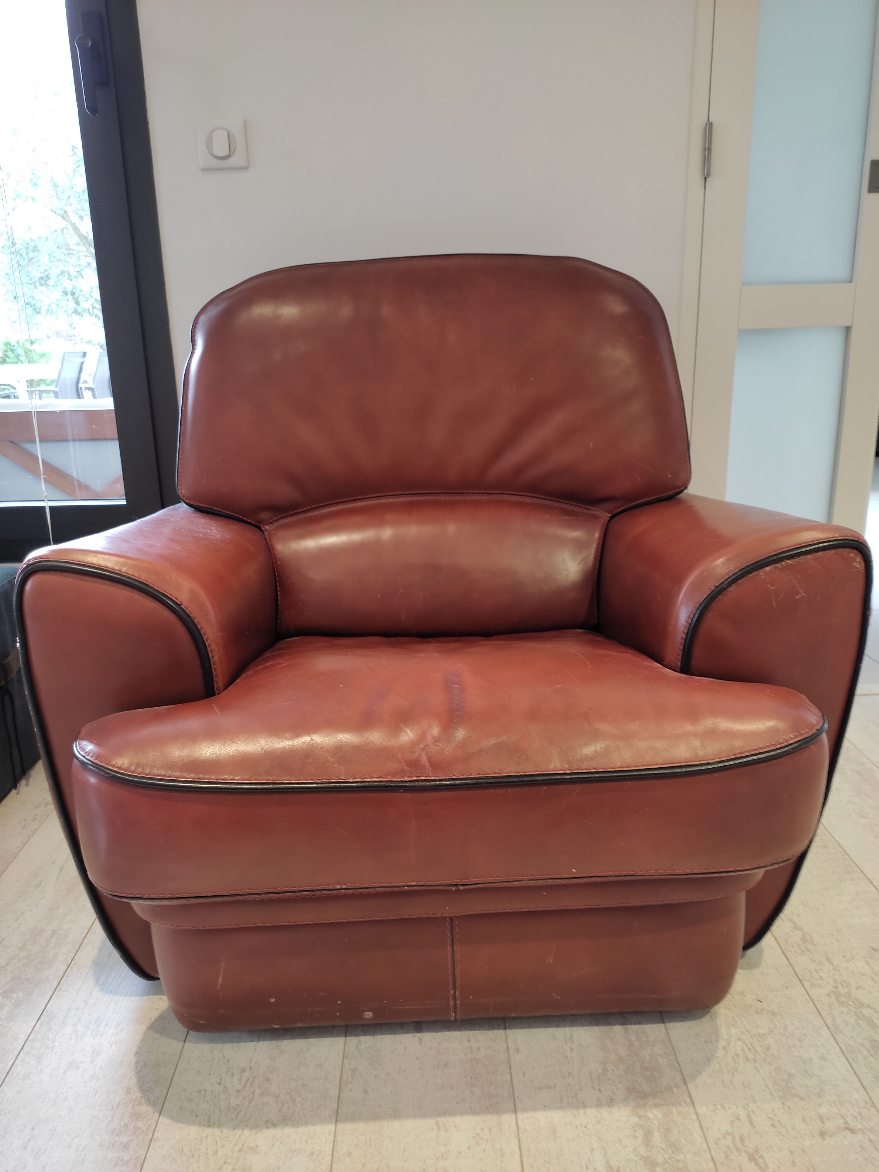 Full grain leather armchair
