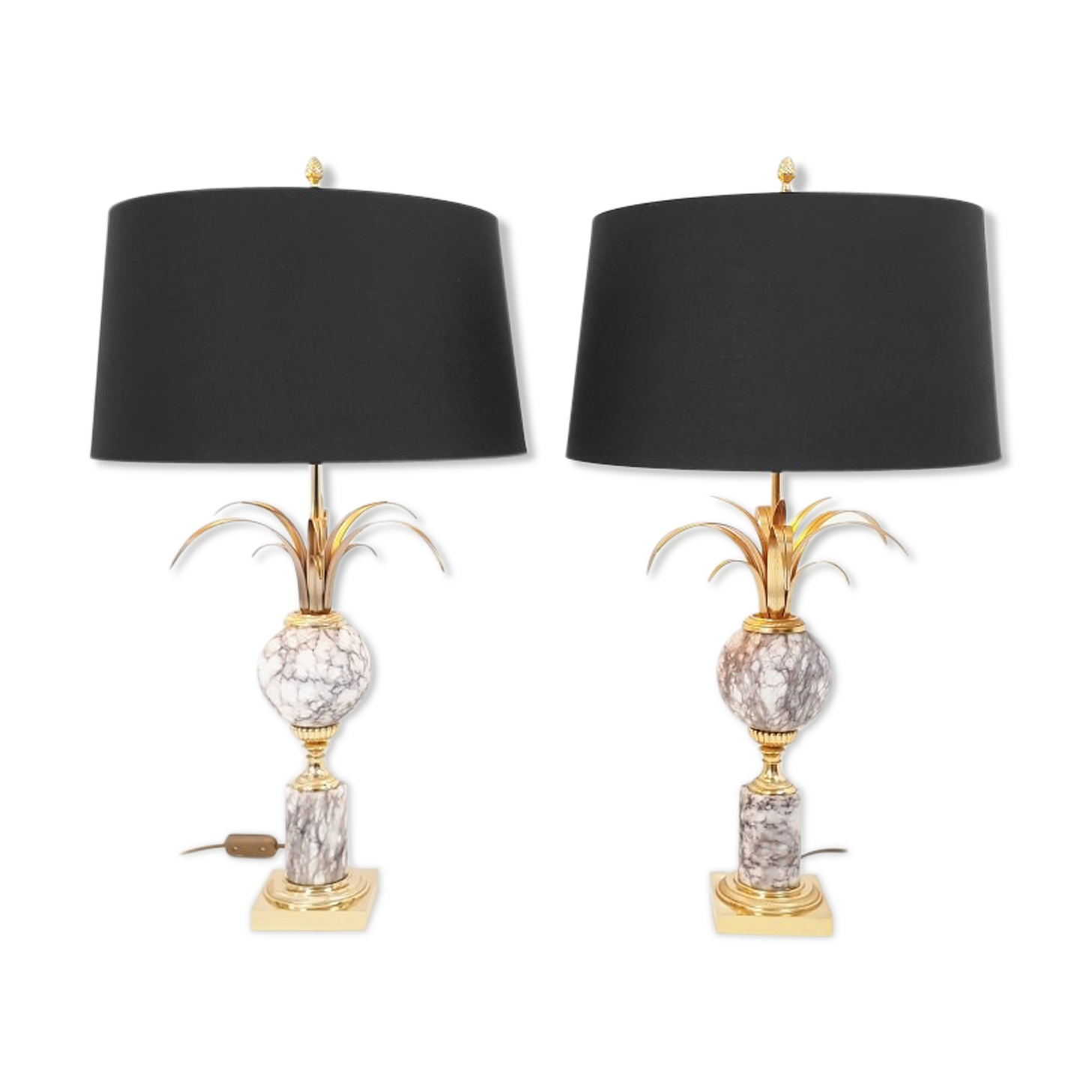 Pair of marble and brass palm lamps by Baker SA