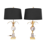 Pair of marble and brass palm lamps by Baker SA