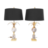 Pair of marble and brass palm lamps by Baker SA
