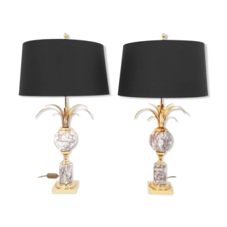 Pair of marble and brass palm lamps by Baker SA
