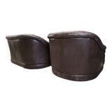 Vintage leather sofa set, 1970s