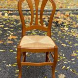 Chaise en bois massif paillées Louis Philippe