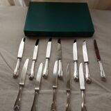 12 Silver Metal Ercuis Table Knives Box