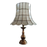 Large pagoda table lamp to place mother-of-pearl capiz brass base