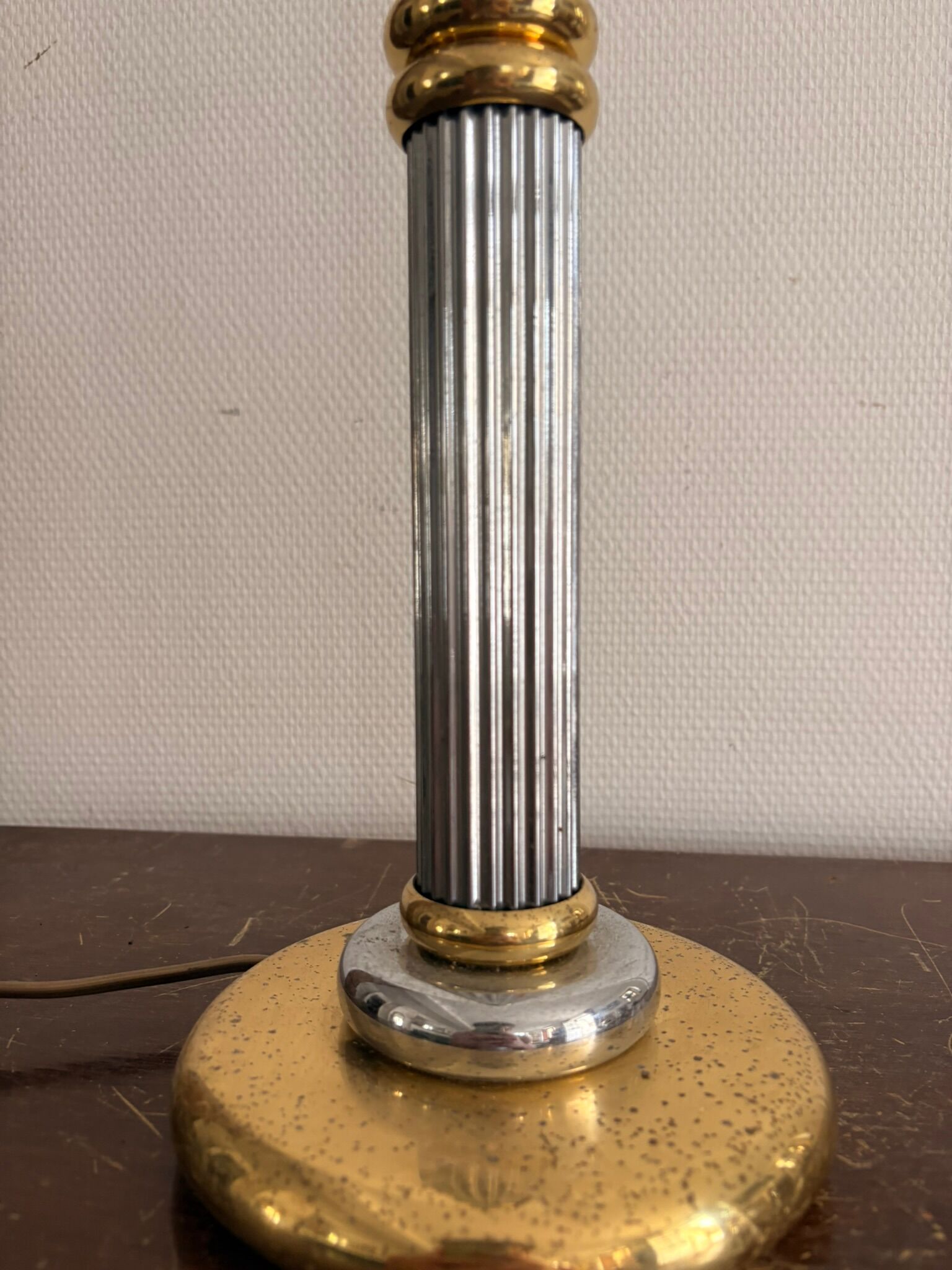 Vintage 70s 80s Neo-Classical Fluted Column Lamp Base Chrome
