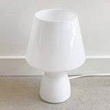 White vintage glass table lamp, mushroom lamp