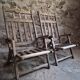Set of 6 vintage American folding deck chairs in hardwood, 1940s–1960s.