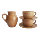 Set of 2 cups, 2 sous cups and 1 milk pitcher Cnp gres vintage village