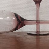 3 purple crystal flutes with finely engraved patterns year 70