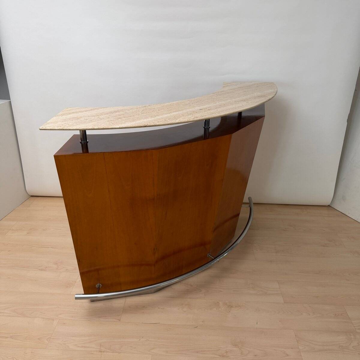 Mid-century bar in teak wood, metal and travertine, Italy, 1970