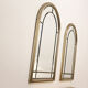 Pair of bevelled mirrors, brass edging frame in brushed wood years Italy 70's