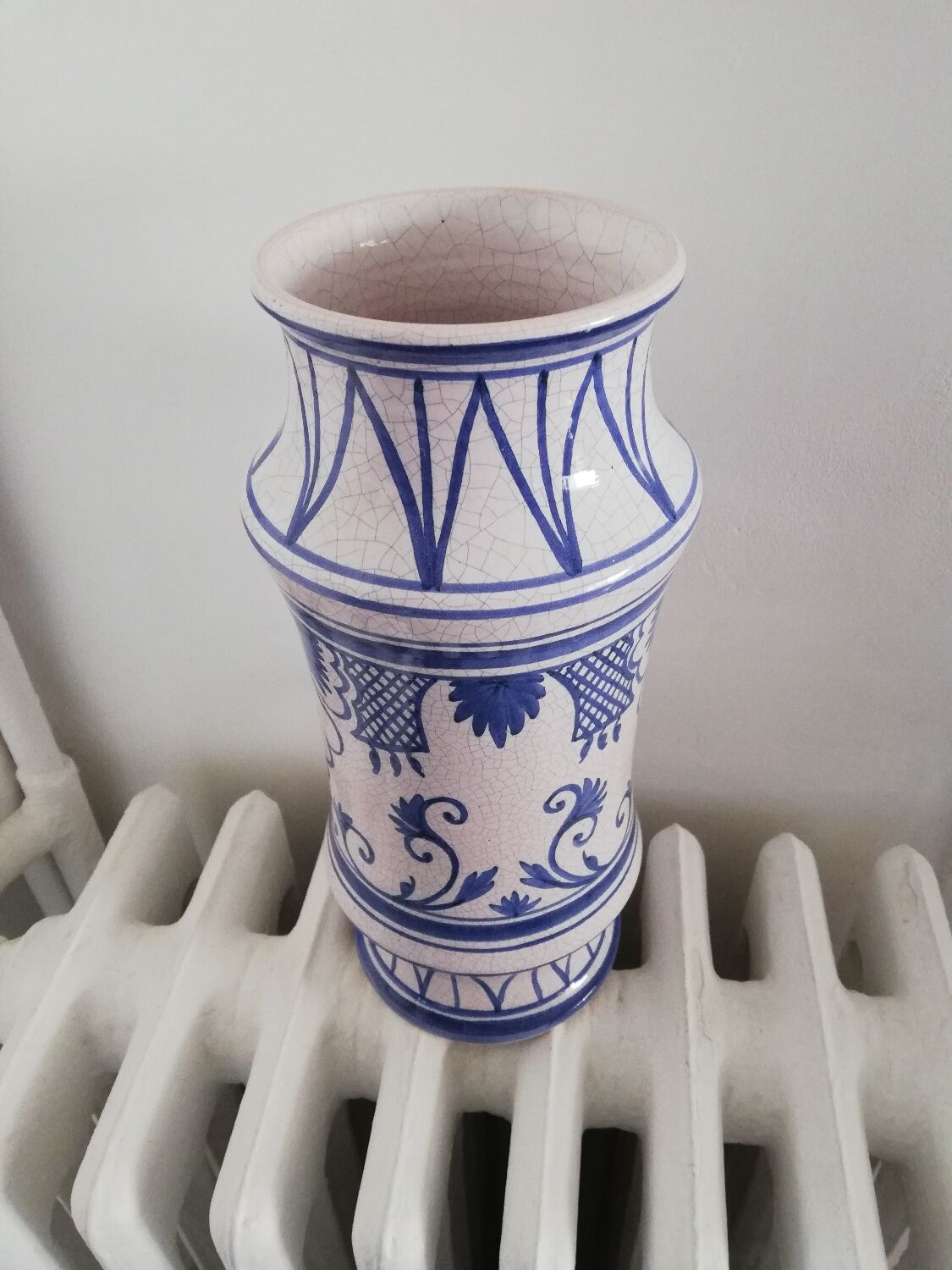 White and blue XXth albarello