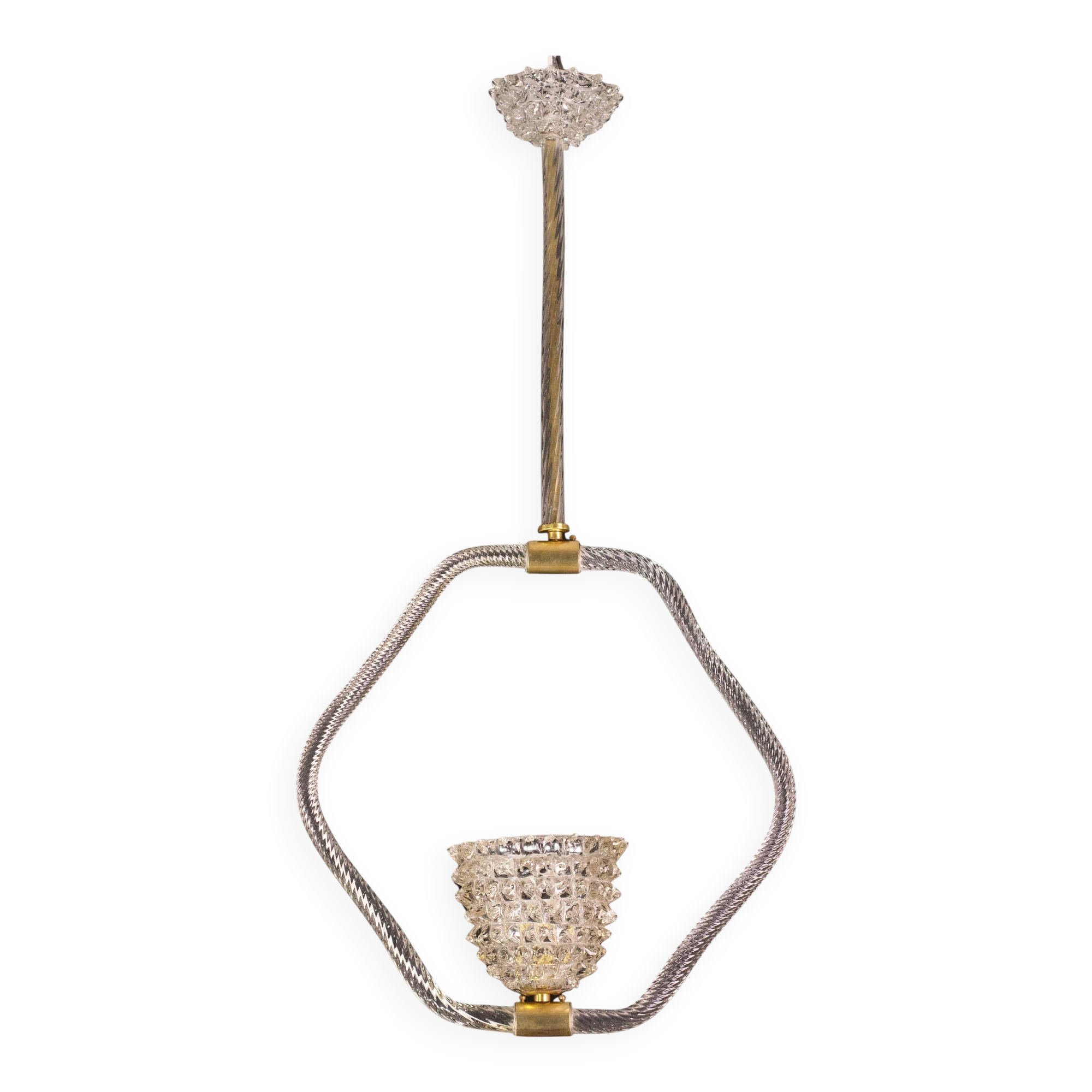 Charming clear rostrato Murano glass chandelier by Barovier & Toso, 1940s