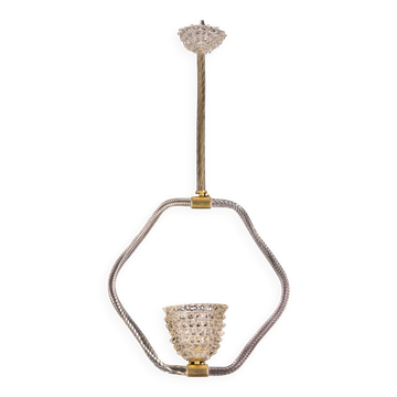 Charming clear rostrato Murano glass chandelier by Barovier & Toso, 1940s