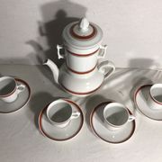 Théière Pillivuyt et 4 tasses céramique vintage