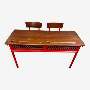 Restored 50s/60s double school desk