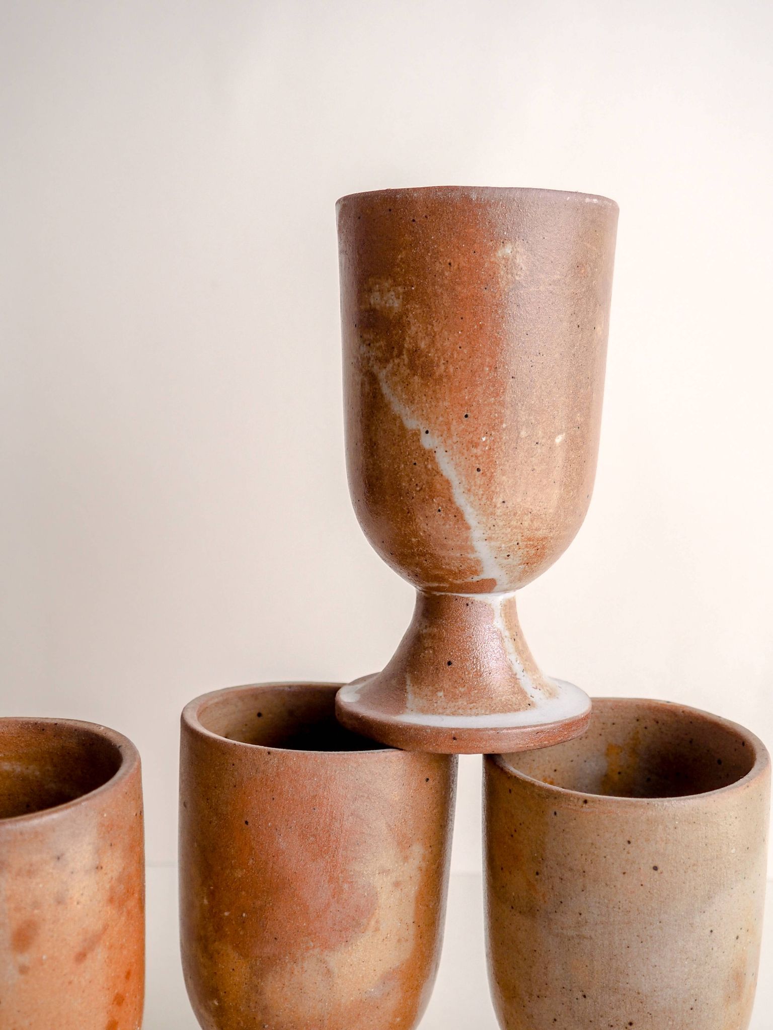 Set of 4 Mazagran stoneware mugs
