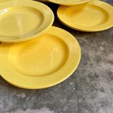 11 hollow plates in yellow earthenware