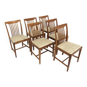 Set de 6 chaises scandinave en noyer, Suède, 1960