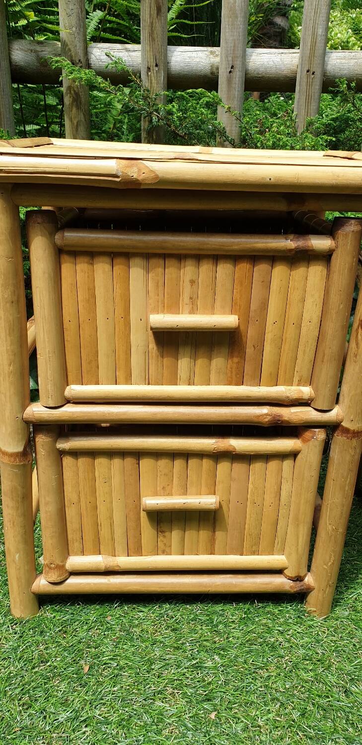Pair of bamboo bedside tables