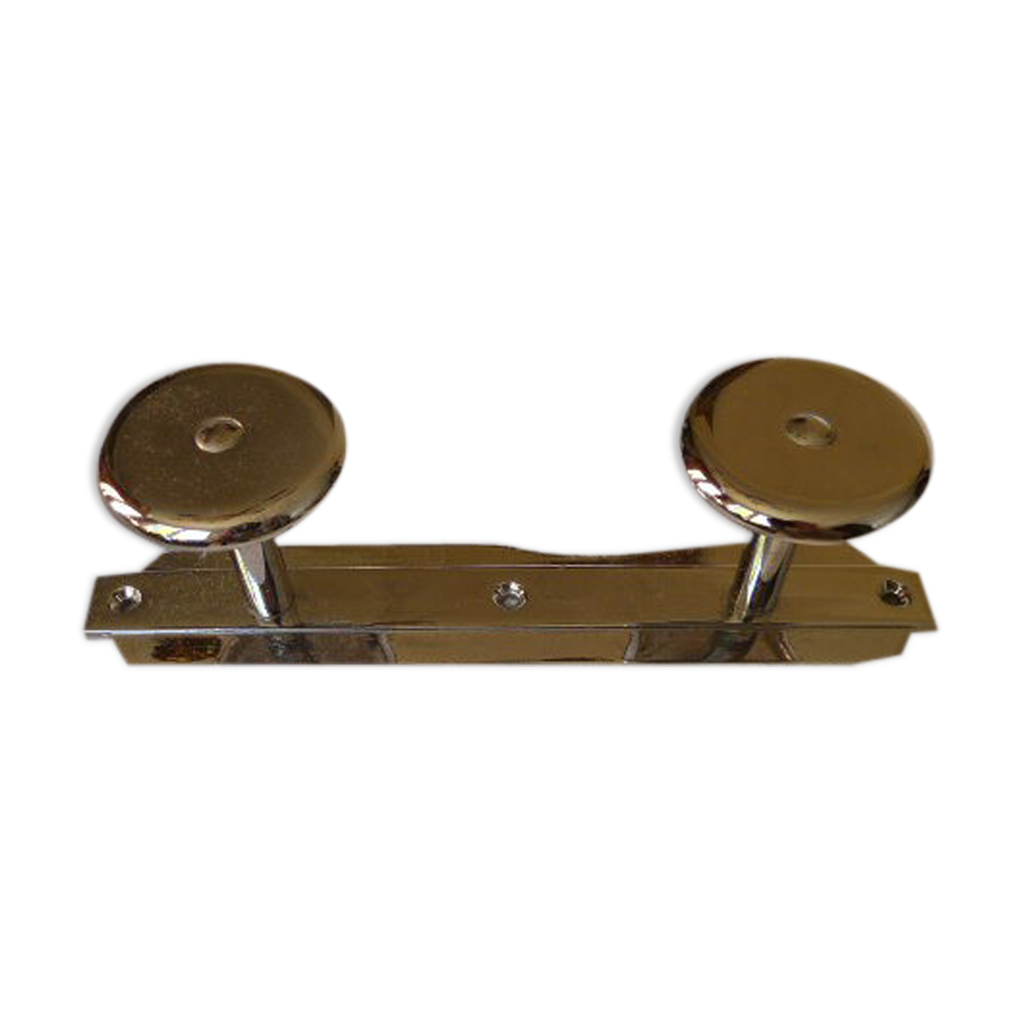 Wall coat rack in chromed metal 2 vintage hooks