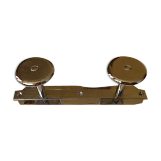 Wall coat rack in chromed metal 2 vintage hooks