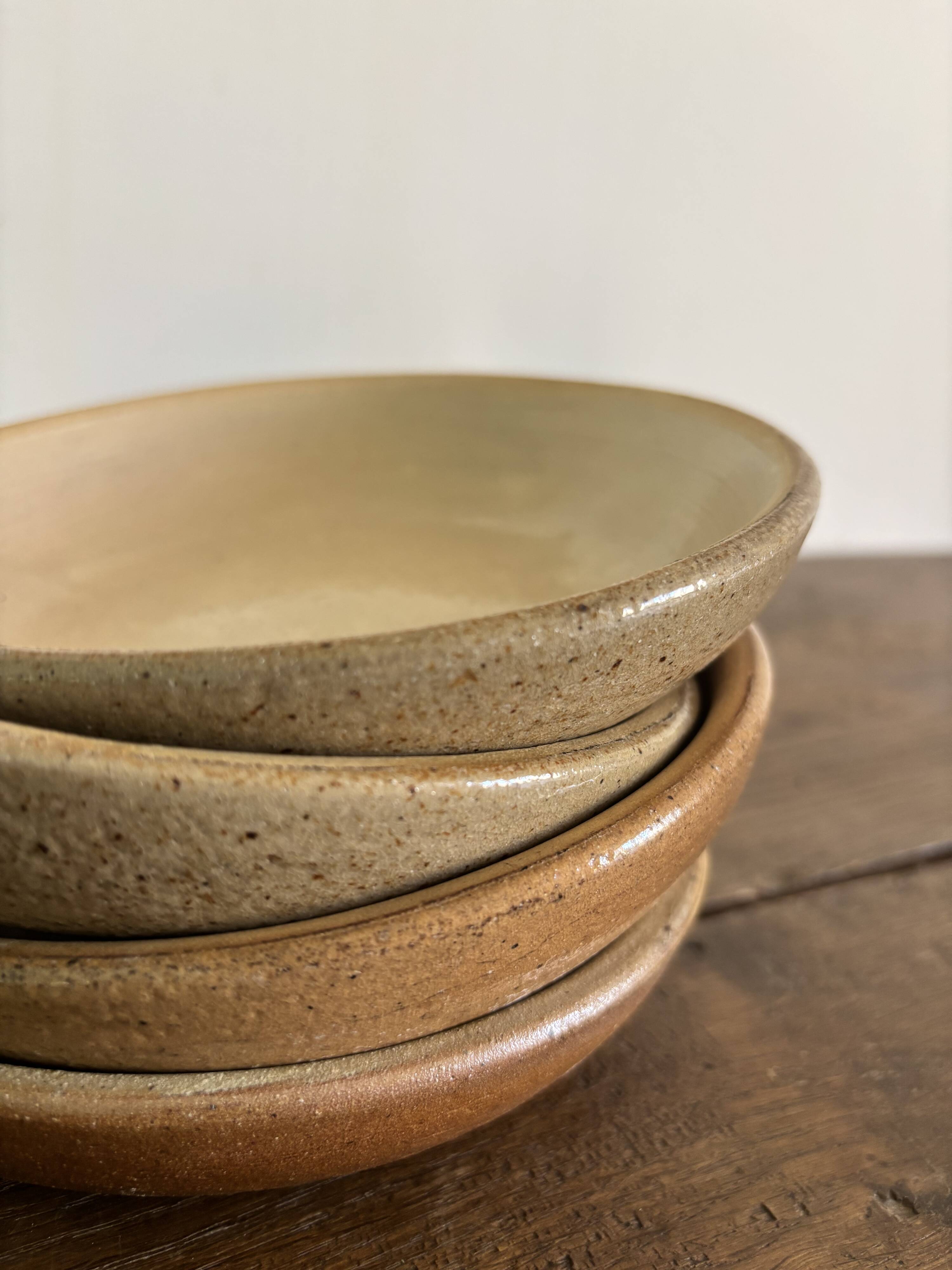 Vintage french stoneware ceramics set – mineral earth