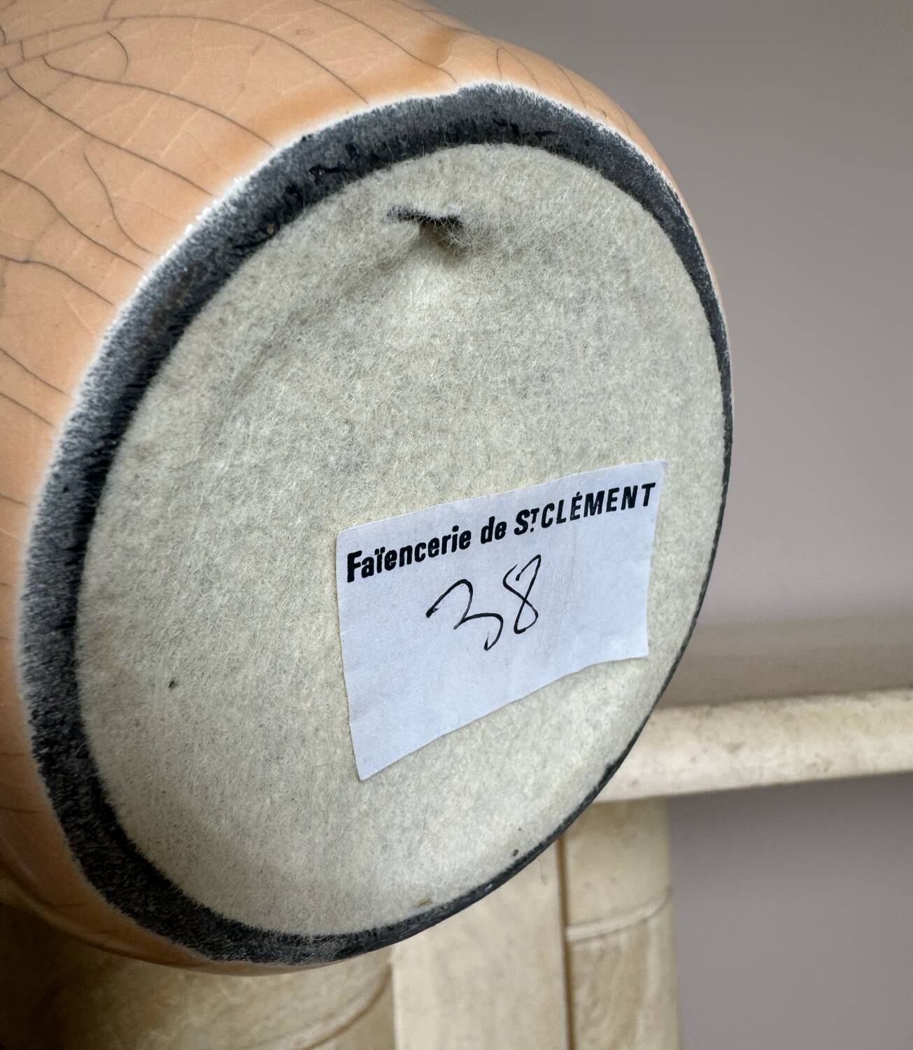 St Clément cracked ceramic lamp from the 70s