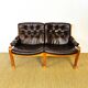 Scandinavian leather and teak bench from the 1960s.
