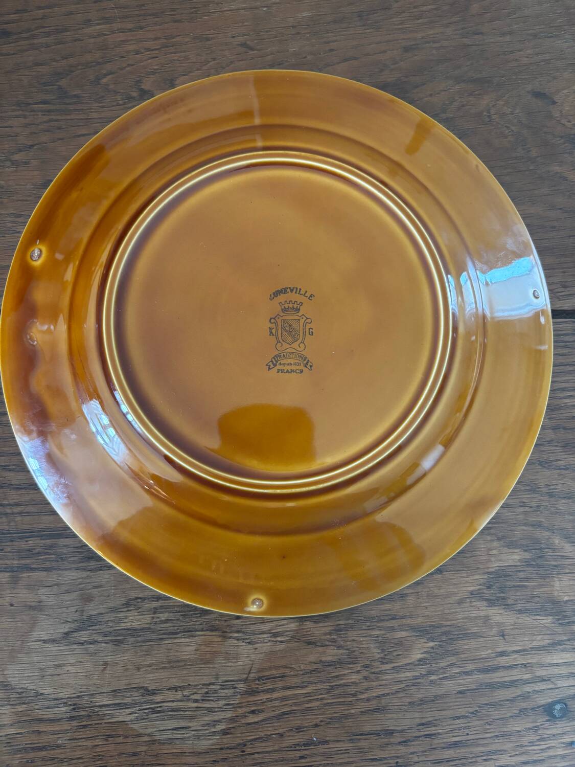 Vintage set of 6 Luneville honey brown plates