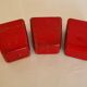 Set of three red painted metal railway boxes with SNCF logo
