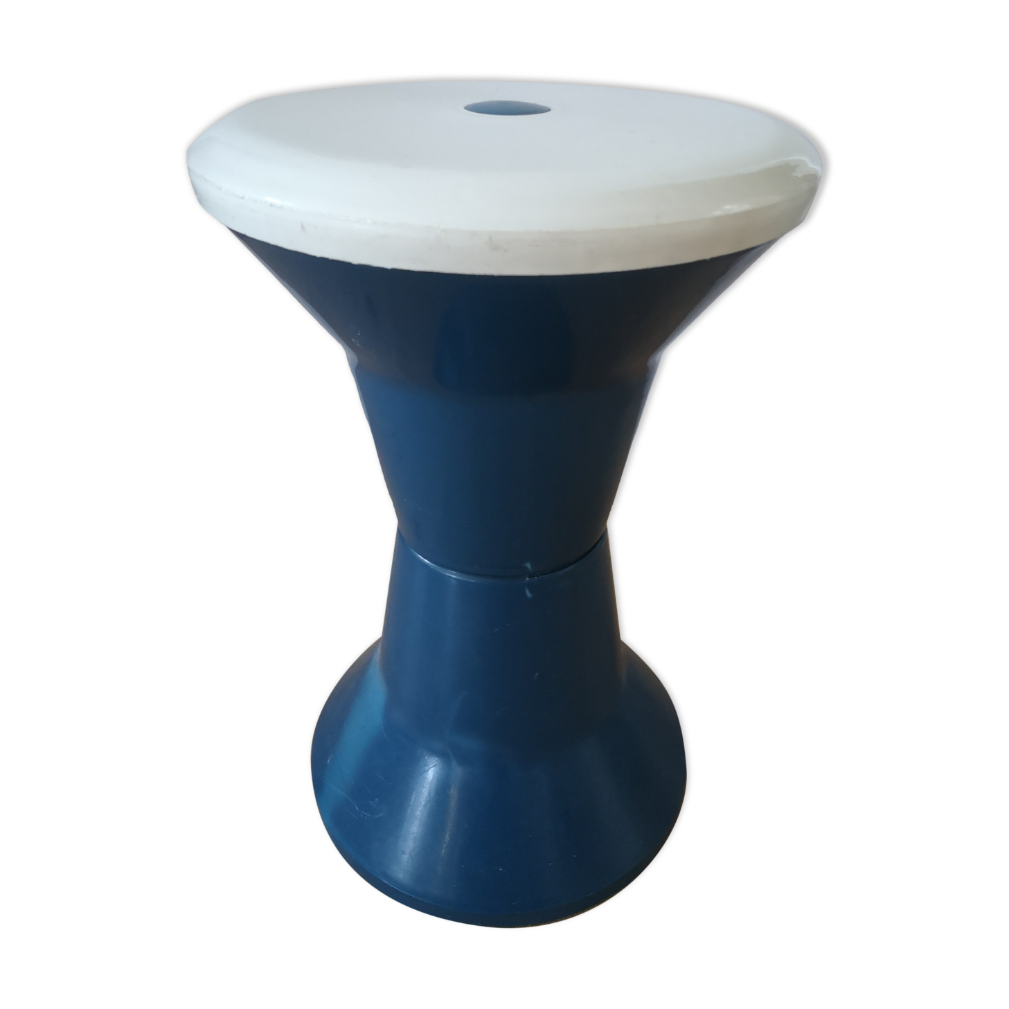 Stool style tam tam 80s plastic blue and white