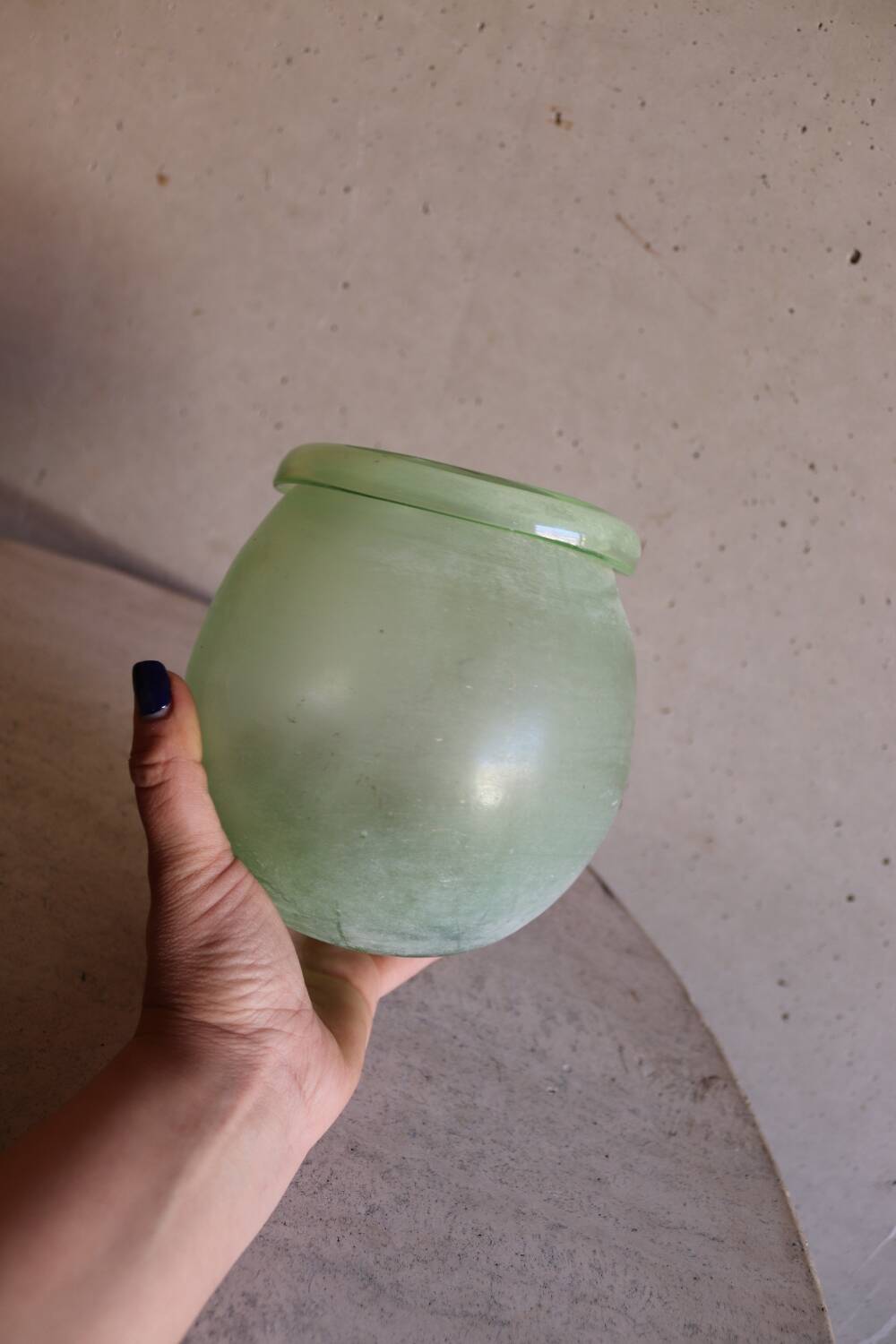 Antique green blown glass vase